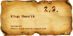 Klup Henrik névjegykártya